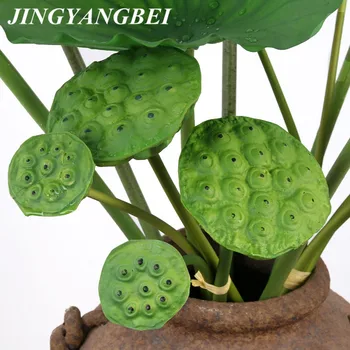 

Artificial PU Lotus stamen Green Fake Plants For Home Shop Garden Party Decora water flowers arrangement long stem lotus branch