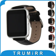 Véritable Cuir Watchbband avec Adaptateurs pour iWatch Apple Watch 38mm 42mm Croco Bande Poignet Bracelet Noir Brun Rouge Rose Blanc