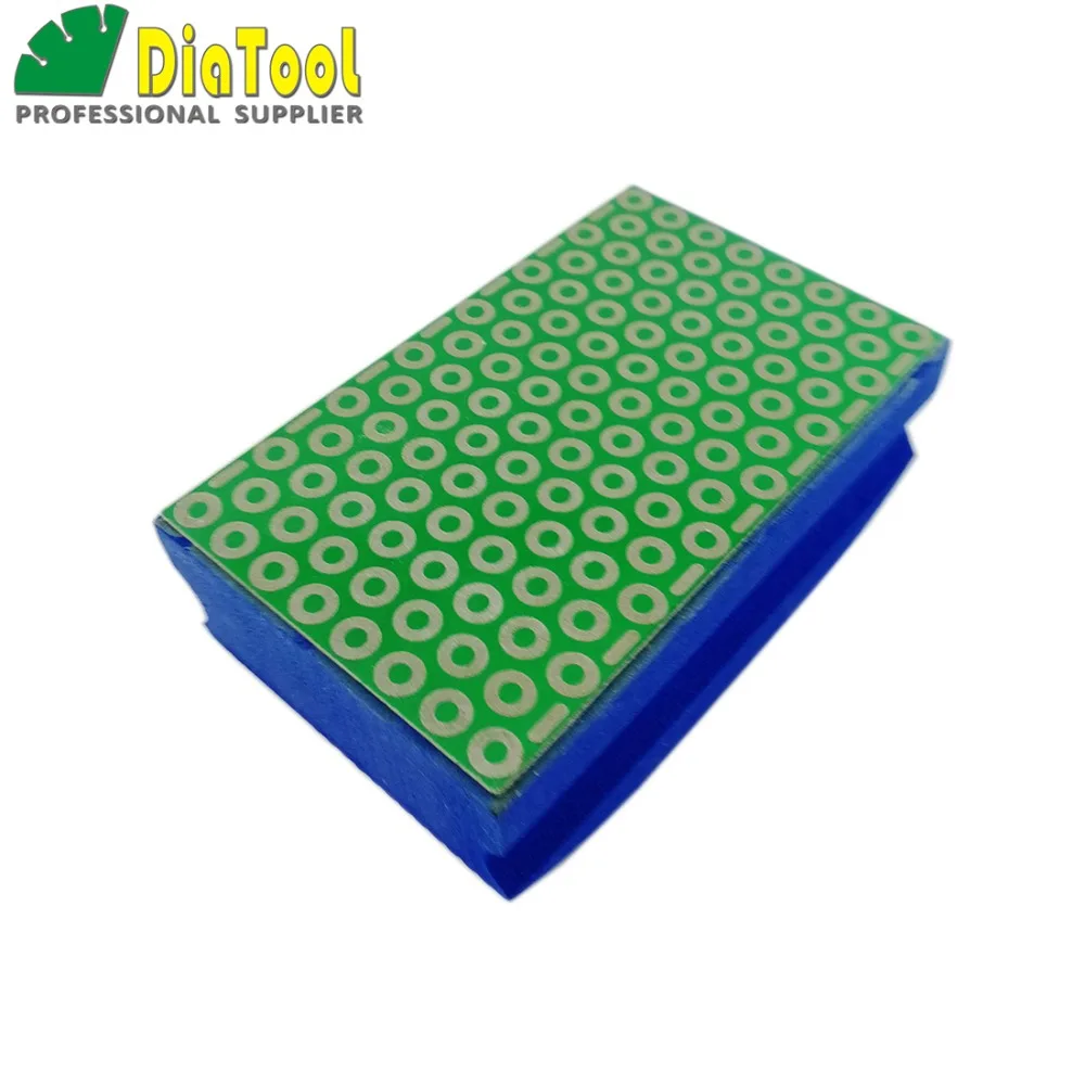 DIATOOL 1pc G#800 Electroplated Diamond Coated Hand Polishing Pads 90X55MM Hard Foam Backed Grinding Block