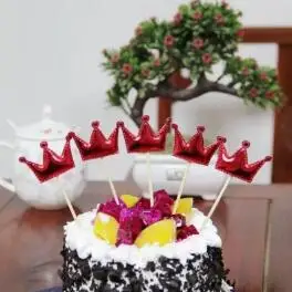 5 шт прекрасный мультфильм блестящие Мышь Star полиуретановый торт Топпер блеск золота корона для капкейков наилучший флаг День рождения украшения поставки - Цвет: Red Crown
