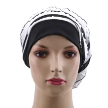 Простой головной платок морщины мусульманский сетчатый платок макияж шляпа женская Корова вуаль полосатый носик для бутылки