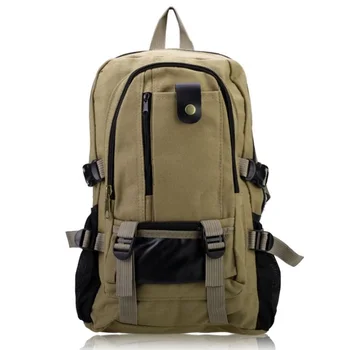 

male Retro Leisure tourism canvas backpack Khaki