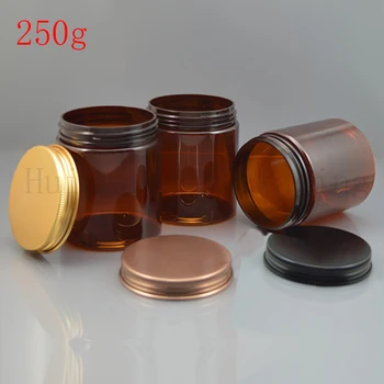 

20X250g aluminum lid empty brown cosmetic container jars for cream packaging,250cc cream tin containers,cream box can for salve