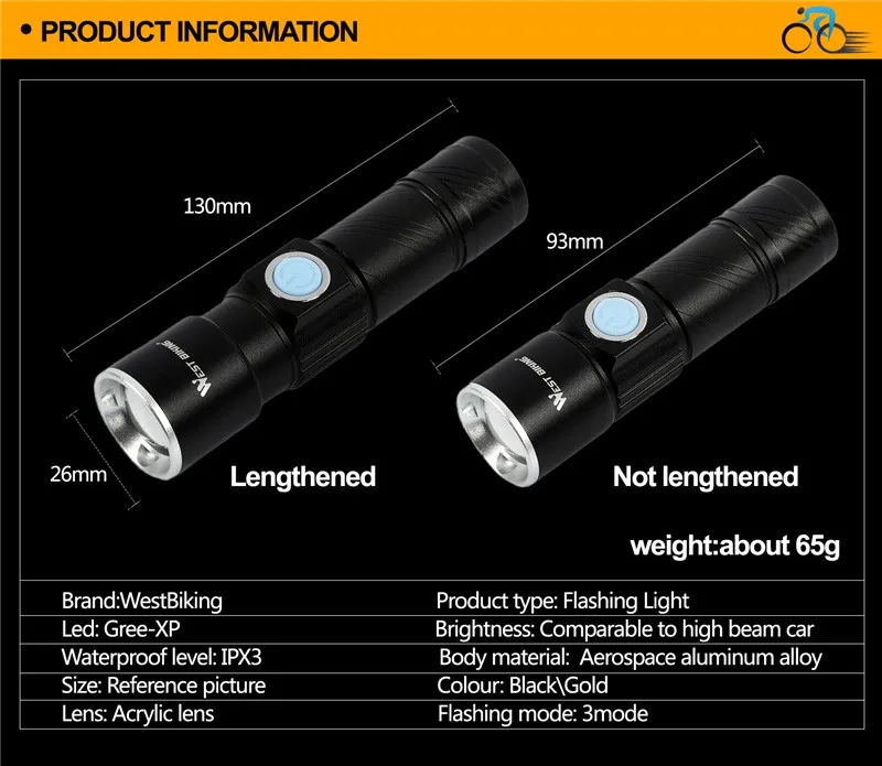 Excellent WEST BIKING Bike Light Ultra-Bright Zoomable 240 Lumen Q5 200M USB Rechargeable Bicycle Light Cycling Front LED Flashlights Lamp 4 Excellent WEST BIKING Bike Light Ultra-Bright Zoomable 240 Lumen Q5 200M USB Rechargeable Bicycle Light Cycling Front LED Flashlights Lamp 4