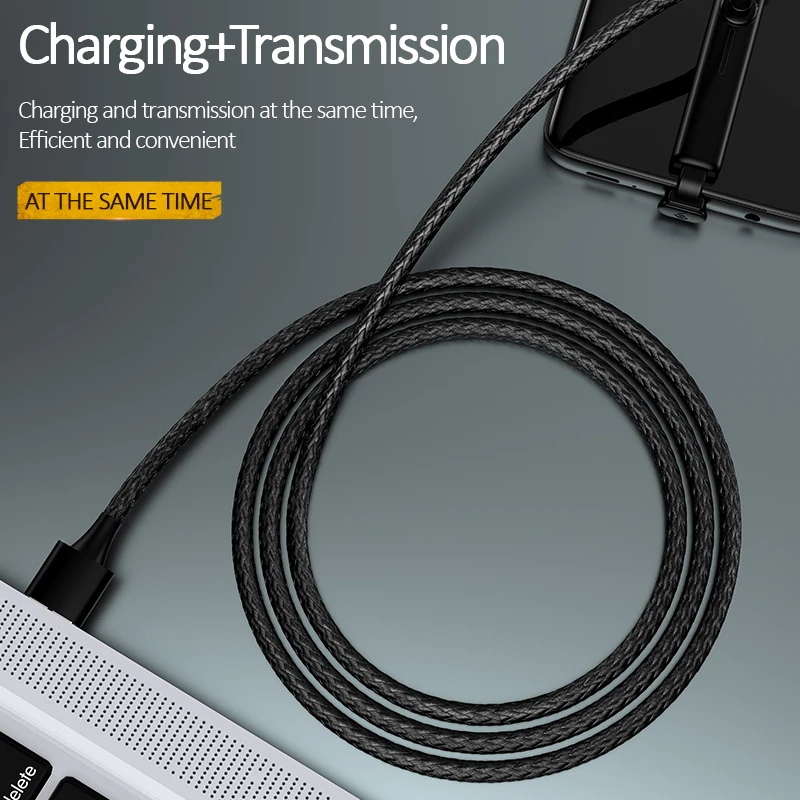 USAMS Type C Cable 5V 3A 18W Fast Charging USB C Cable Game USB Wire 180 Degree fast Braided Data Sync for Samsung Note 9 S8