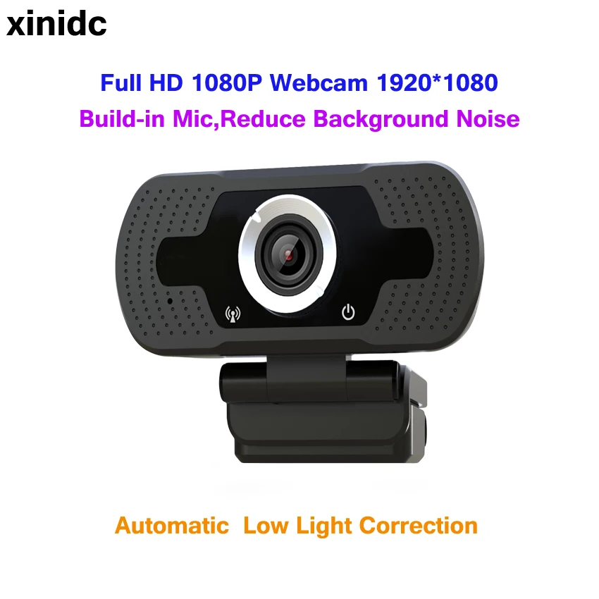 

Xinidc Webcam 1920*1080 HD Computer Web Cam For Laptop Desktop Smart TV USB Plug and Play Low-light Gain 1080P Built-in Mic W6