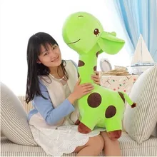 Огромные 85 см Жираф Плюшевые игрушки мультфильм Пятнистый Жираф Куклы, зеленый подушка, Рождество подарок b4688