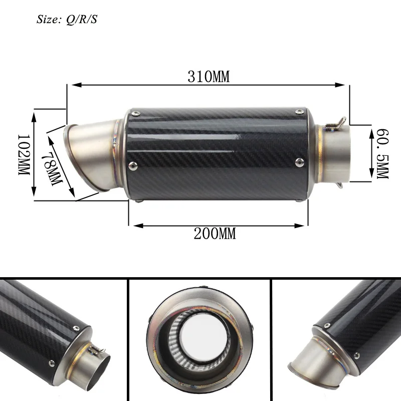 Мотоцикл Универсальный выхлопных Системы трубы без дБ убийца Slip 38-60,5 мм выхлопная труба для Kawasaki Ninja 350 ZX6R Yamaha R6 K6 78