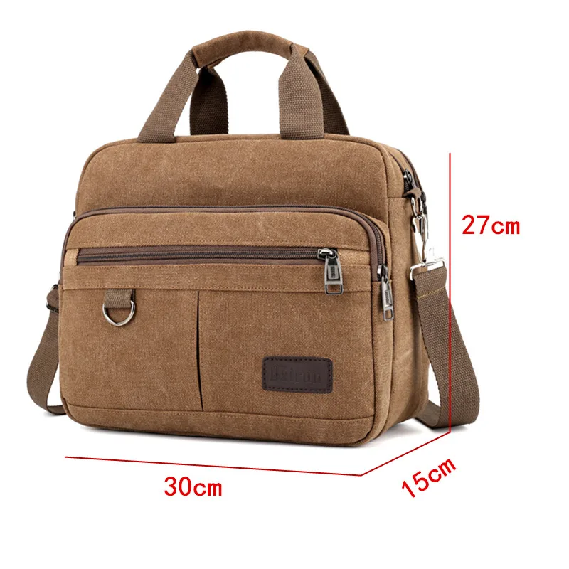  Men's Bag Casual Canvas Shoulder Bag Large Capacity Multi-pocket Handbag Messenger Bag Ladies Bolsa - 32959951342