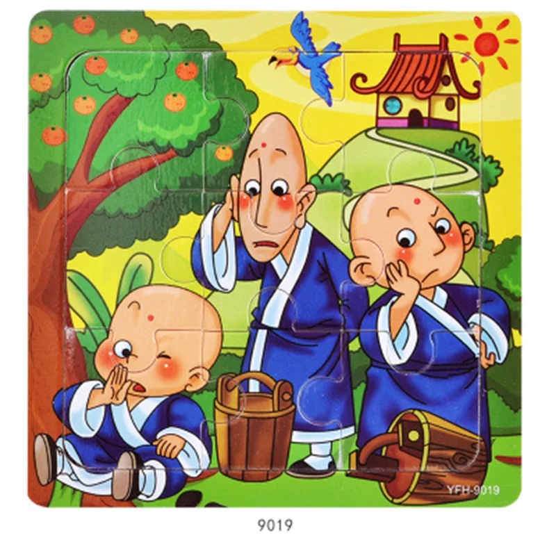 

MP203 Wood Puzzle Animation Three Monks Cartoon Jigsaw Birthday Gift Educational DIY Toys For Children Puzzles Toy Good For Kids