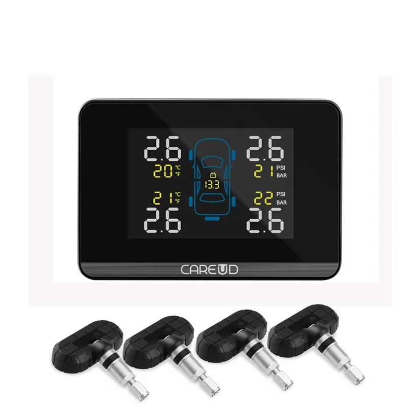 

kongyide Tire Pressure Monitor Universal Auto Wireless TPMS Tire Pressure Monitor System + 4 External Sensors U906 m13