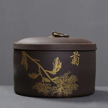 

Sealed Ceramic Tea Jar Kitchen Jar For Spices Food Storage Box With Lid Candy Container Chinese Style Snacks Grains Cans 2 Sizes