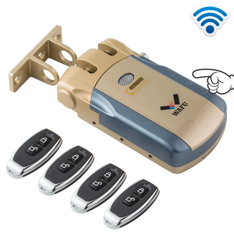 New Electronic Door Lock Wireless Remote Control Invisible Keyless Entry Door Lock with 4pcs