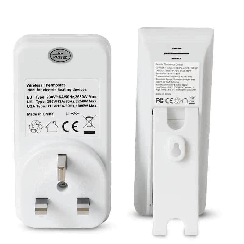 TS-808 Автоматический цифровой беспроводной термостат RF EU/US/UK Plug регулятор температуры Отопление и охлаждение функция ЖК-подсветка