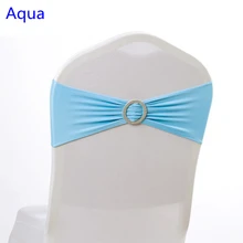 Aqua color небесно-голубая Подвязка из спандекса для стула ленты для свадебных стульев с круглой пряжкой лайкра стрейч-пояс для стула повязка из спандекса