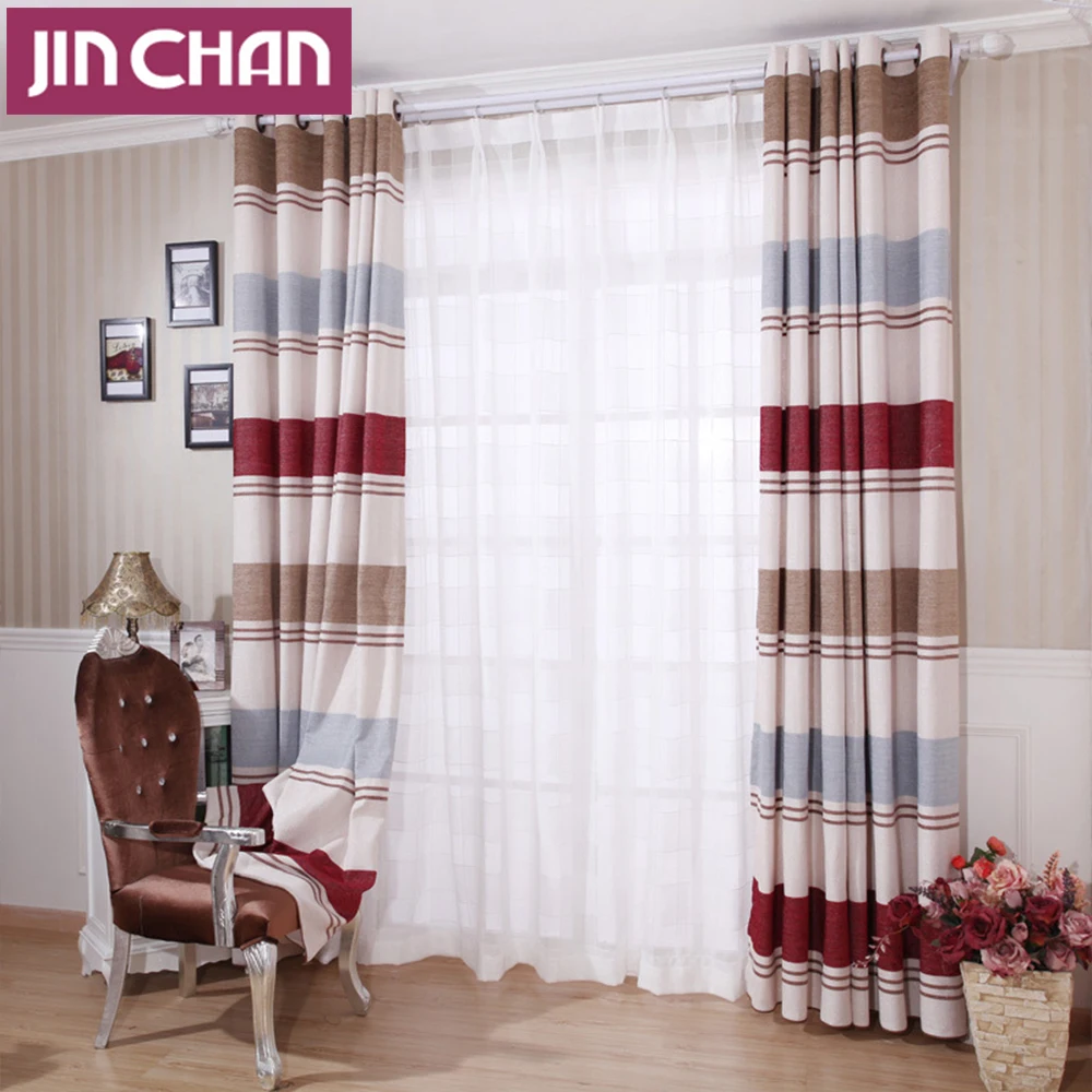 Finished Strip Design Modern Window Blackout Curtains