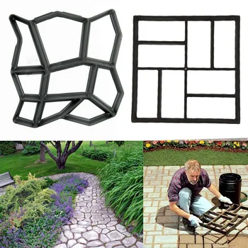 

New Garden Concrete Stepping Driveway Stone Path Mold Home Path Floor Road Black Plastic DIY Paving Mould Patio Maker
