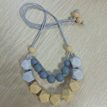 

Silicone Beads Teething Necklace Food grade Soft beads necklace baby chewing mommy DIY necklace baby shower toys 40cm Length