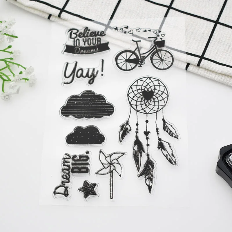 

1 Sheet Vintage Cloud Bicycle Clear Stamps Scrapbooks Crafts Rubber Clear Stamps For Scrapbooking Photo Album Free Shipping 686