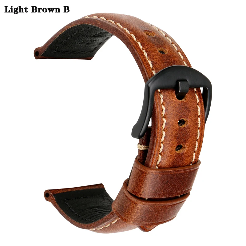 MAIKES аксессуары для часов Ремешки для наручных часов 18 мм-26 мм коричневый винтажный масляный воск кожаный ремешок для часов для samsung gear s3 Fossil ремешок для часов - Цвет ремешка: Light Brown B