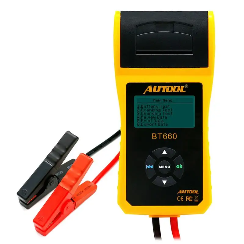 

BT660 Car Battery Tester With Print 12V 24V Digital Automitve Analyzer Built-in Thermal CCA Auto Portable Diagnostic Tool