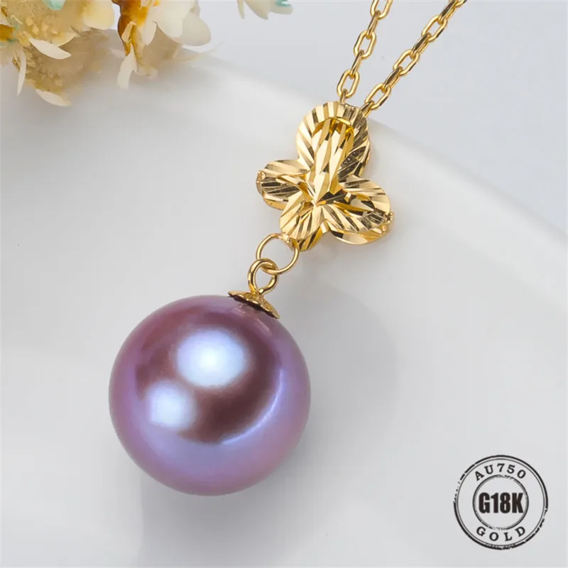 

DIY Accessories AU750 G18K Yellow Gold Pendant Jewelry Findings Blank Pendants Bracket Natural Pearl Cap Bracket