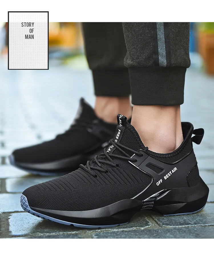 Новинка 2019 года Мода для мужчин легкий корейский спортивные спортивная обувь вразлёт, плетение вязать кроссовки дышащая личность Air Mesh