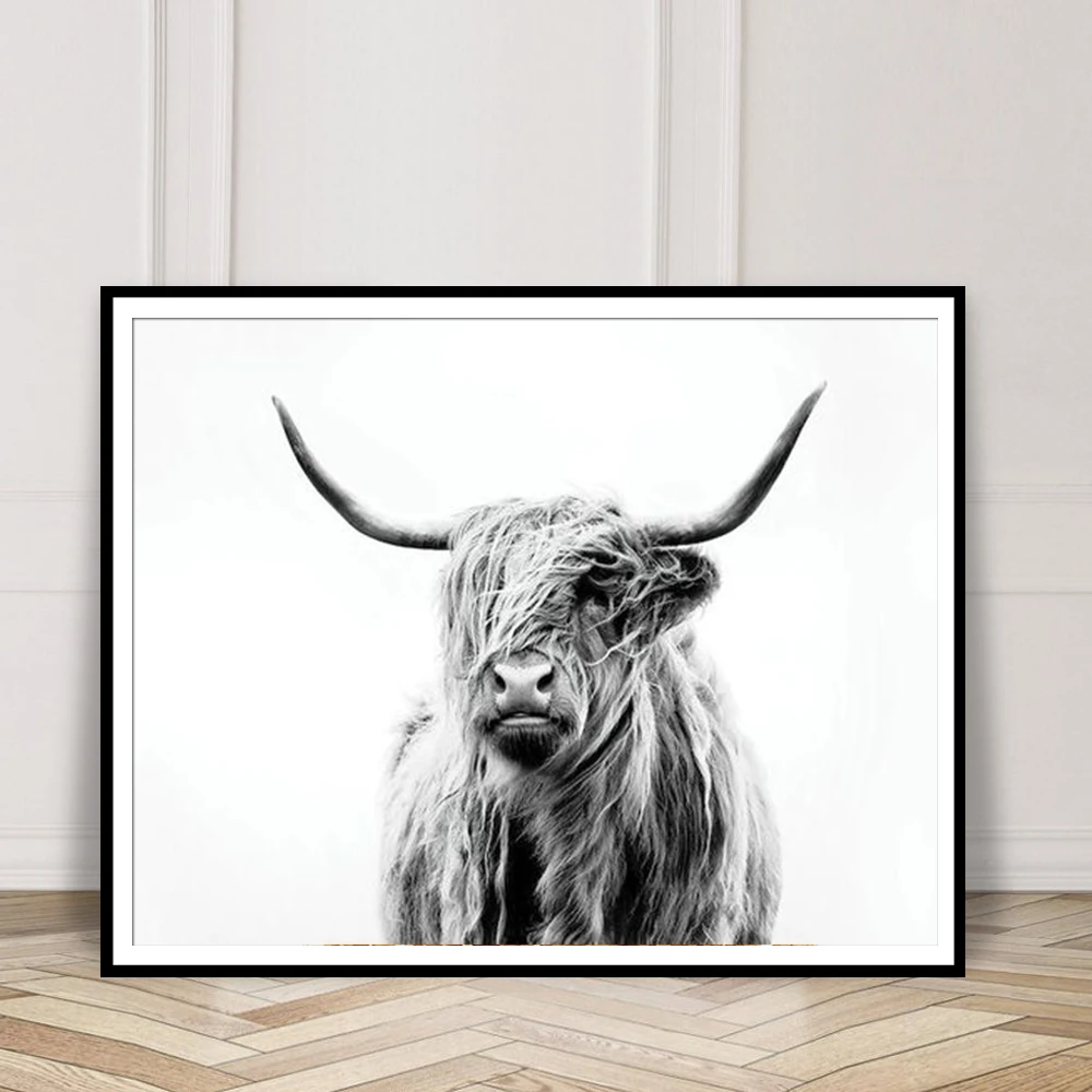 

Highland Cow Print Black And White Farmhouse Decor Posters And Prints Farm Animal Baby Boy Or Girl Nursery Art Canvas Painting