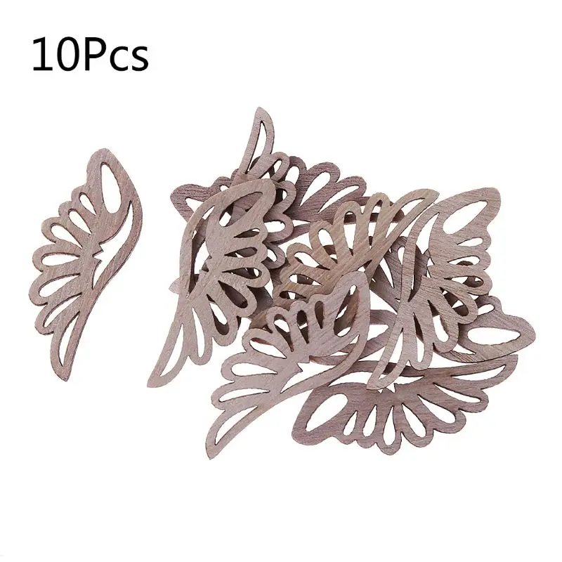 

10Pcs/Bag Laser Cut Wood Embellishment Wooden wings Shape Craft Wedding Decor