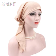 Повседневное Для женщин Эластичный Тюрбан шляпа выпадения волос платок Обёрточная бумага больной раком Чемо Hat Головные уборы одноцветное Цвет