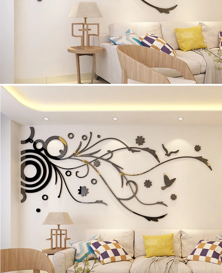 Настенные декоративные наклейки для ТВ Фоновые наклейки для стены в гостиной 3D линейные цветы лоза обои современный стиль украшение дома Фреска