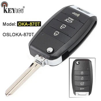 

KEYECU FCC: OSLOKA-870T Model No.OKA-870T Replacement Flip Folding 4 Button Remote Car Key Fob for Kia Forte 2013 2014 2015 2016