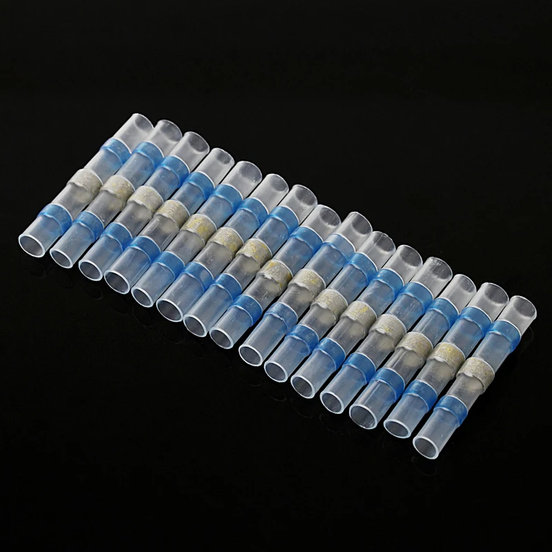 

4 Sizes Connectors Blue Heat Shrink Solder Seal Terminal Butt Wire Splice Cover Set 40pcs Car Copper Tube Wrap