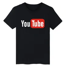 Смешные Youtube Логотип Черный Ситец Футболки Мужчин с 4XL Вы трубки Мужчины Футболка Люксовый Бренд в Футболки с длинным Топы пара