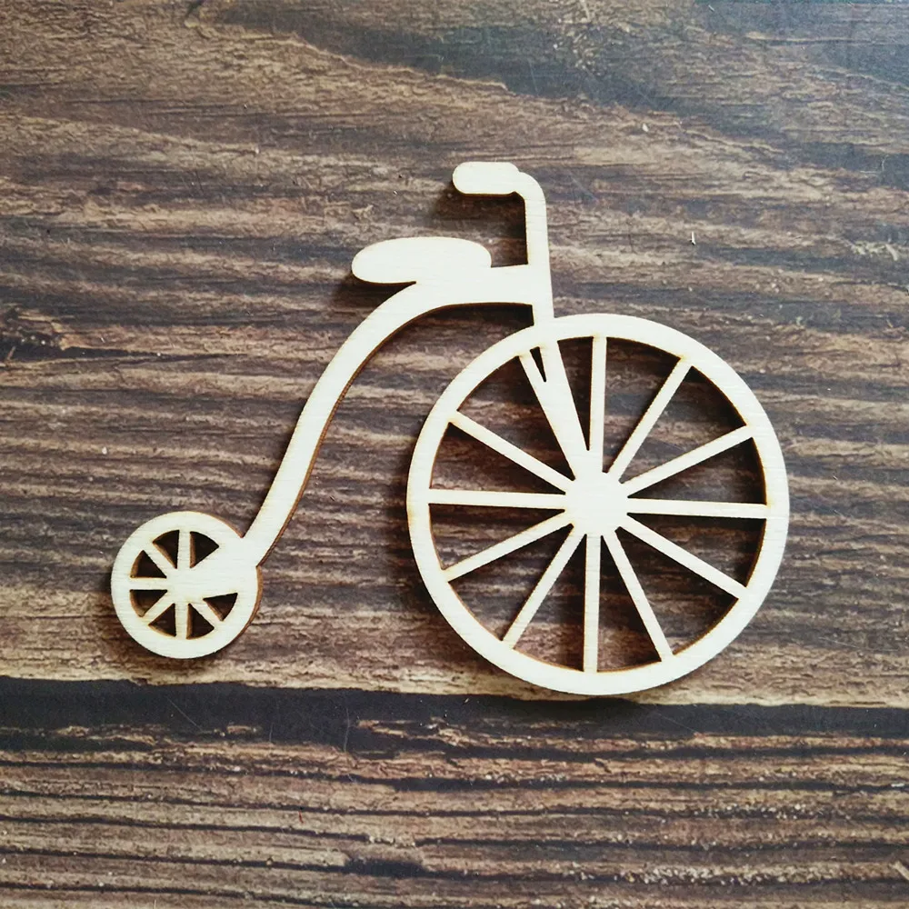 Wooden Retro Bicycle (12cm) Shape Ornaments Craft Hanging Tag