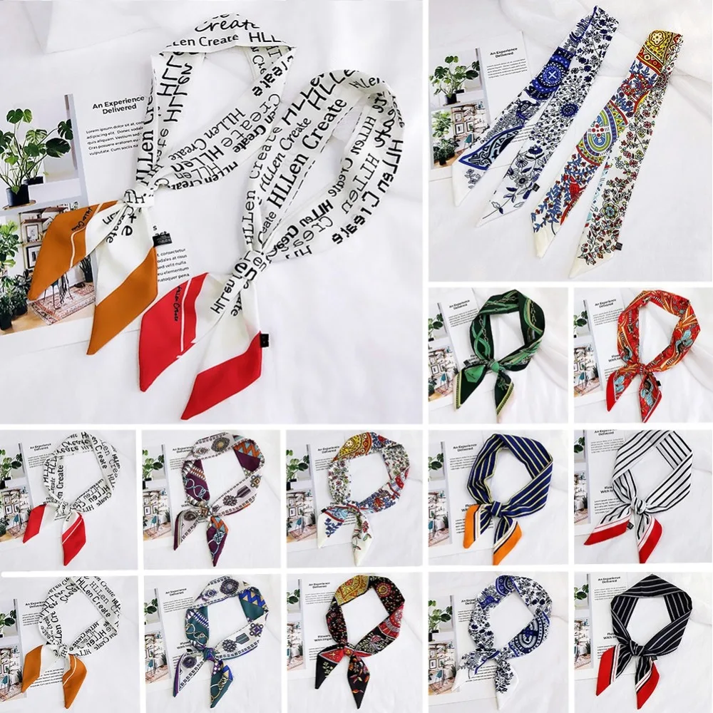 19 Colors Hundred Changes Kerchief Printed Letters Striped Skinny Scarf Women Neckerchief Scarves Handle Bag Ribbons Headbands 19 Colors Hundred Changes Kerchief Printed Letters Striped Skinny Scarf Women Neckerchief Scarves Handle Bag Ribbons Headbands