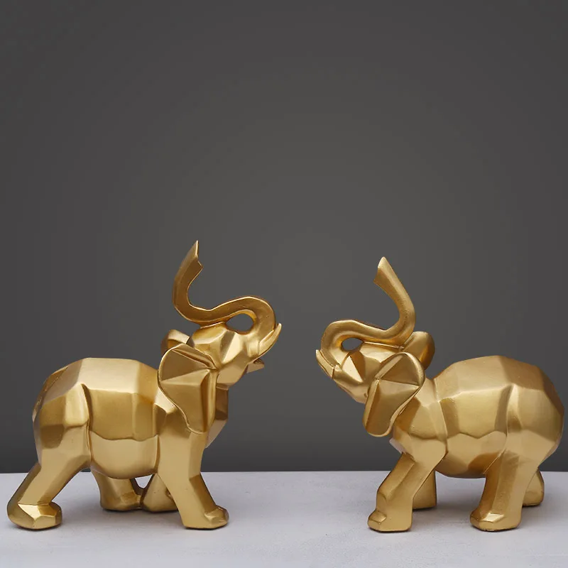 

2 Pcs/Set Modern Abstract Elephant Statue Resin Ornament Home Decoration Accessories Gifts Elephant Sculpture Animal Crafts