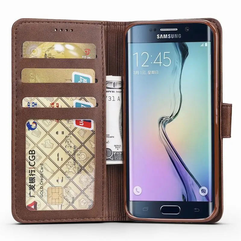 Чехол-книжка для samsung Galaxy S6 Edge, кожаный чехол, чехол-кошелек для samsung S 6, роскошный винтажный Чехол-книжка для samsung S6