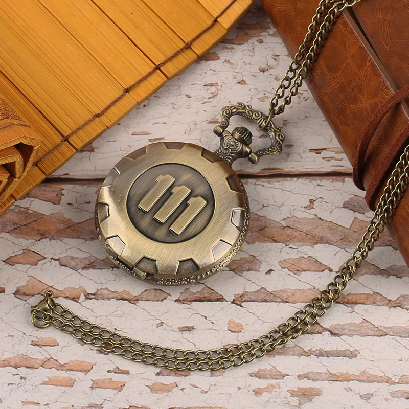 Classic Theme Quartz Pocket Watch Fallout 4 Game Vault 111 Vintage Bronze Luxury Gold Women Man 5