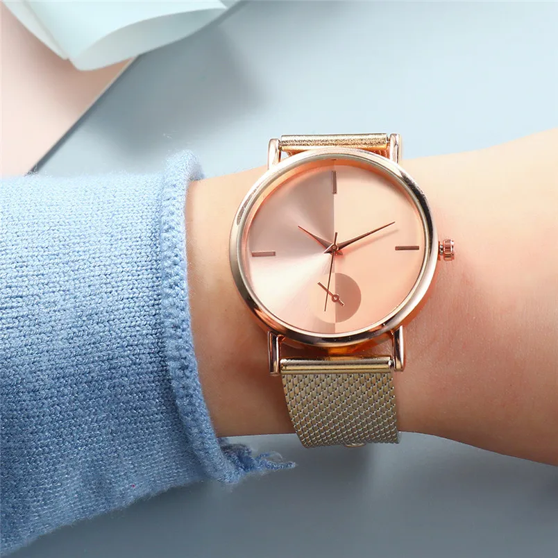 

Fashion Women Stainless Steel Silver Black Mesh Watch Simple Watches Casual Quartz Wristwatches Hot Sale deportivas marca 4FN