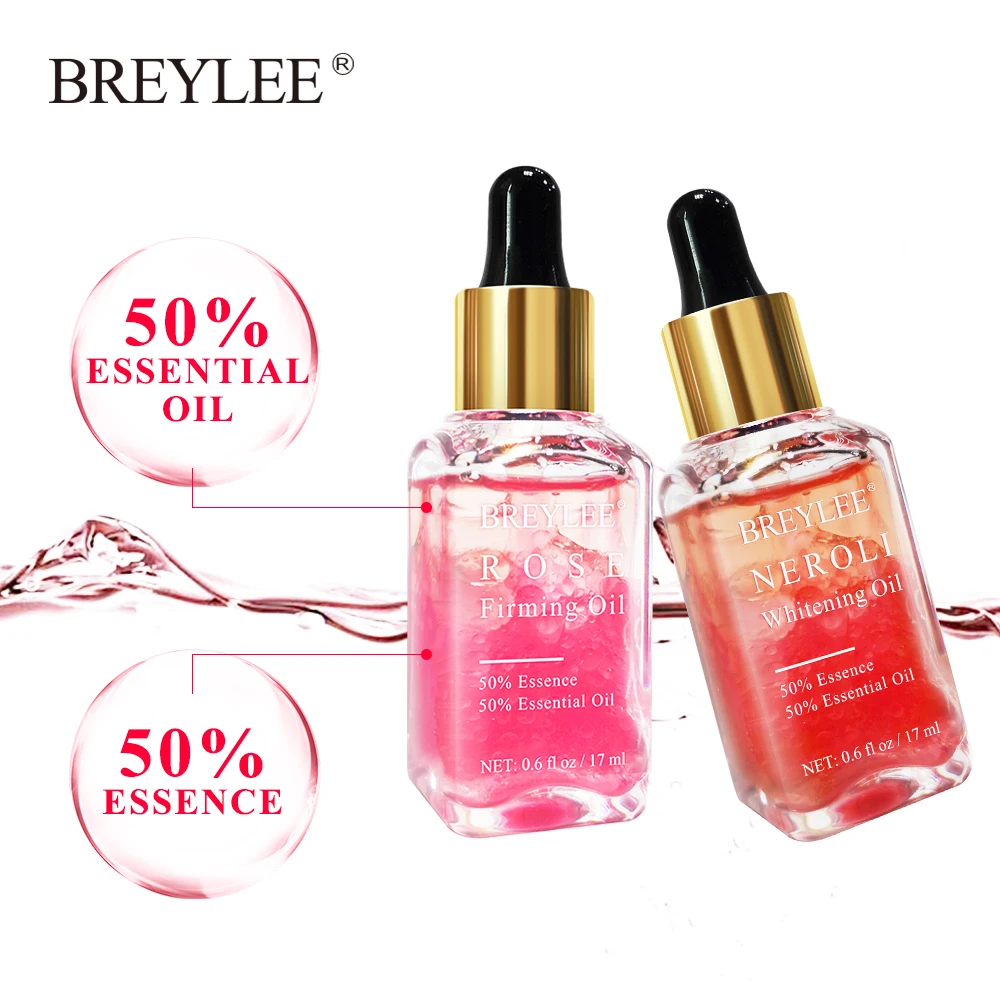 BREYLEE 2PCS Rose Firming Essential Oils Whitening Serum Hyaluronic Acid Moisturizer Essence