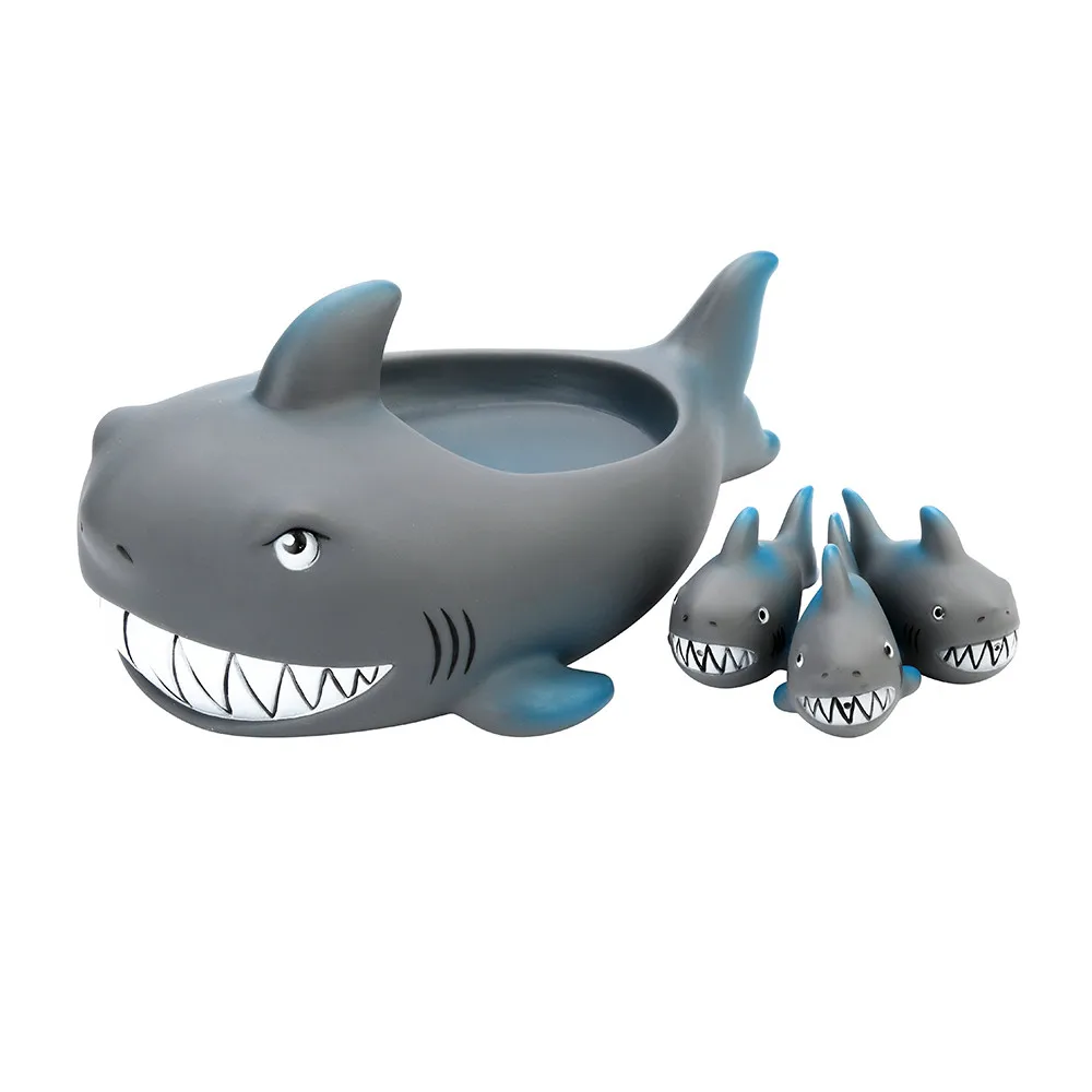 Shrilling Rubber Cute Shark Family Bathtub Pals Floating Bath Tub Toy For Kids Children's products good-looking Bath toys