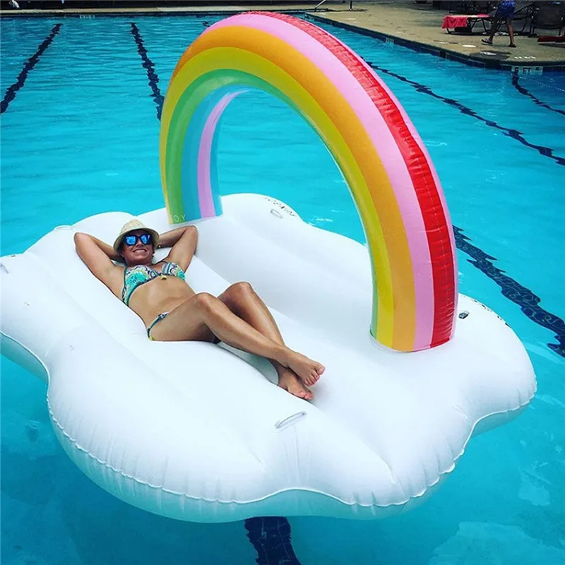 New Water Sports Pool Inflatable Rainbow Clouds Floating Row Mattress Pool Fun Water Beach Toys Piscina Air Bed for audlt kids