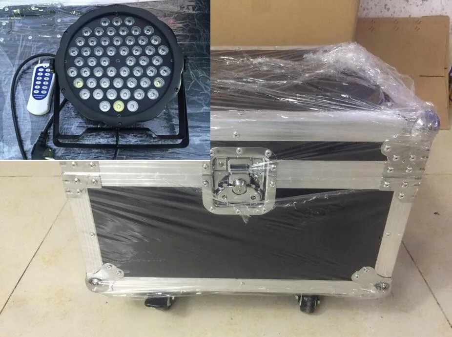 

6pcs Wireless remote control 54x3W+ flightcase RGBW mini LED Flat Par Wash Light For Event,Disco Party DJ dmx light disco light