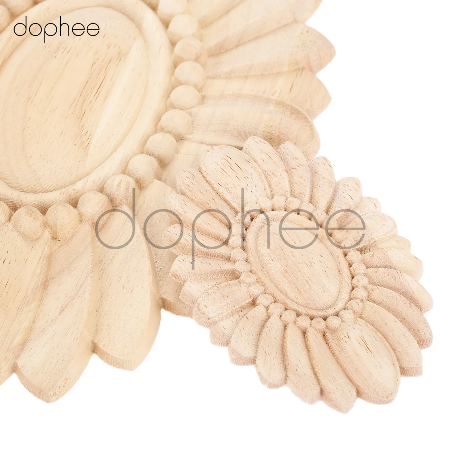

dophee 1pcs 24*17cm European Style Wooden Applique Wood Carved Decal Oval Solar Gate Flower Craft Wedding Home Decoration