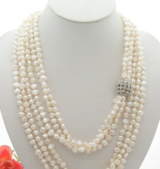 

ddh003513 49" 3Strds Natural White Fancy Pearl Necklace