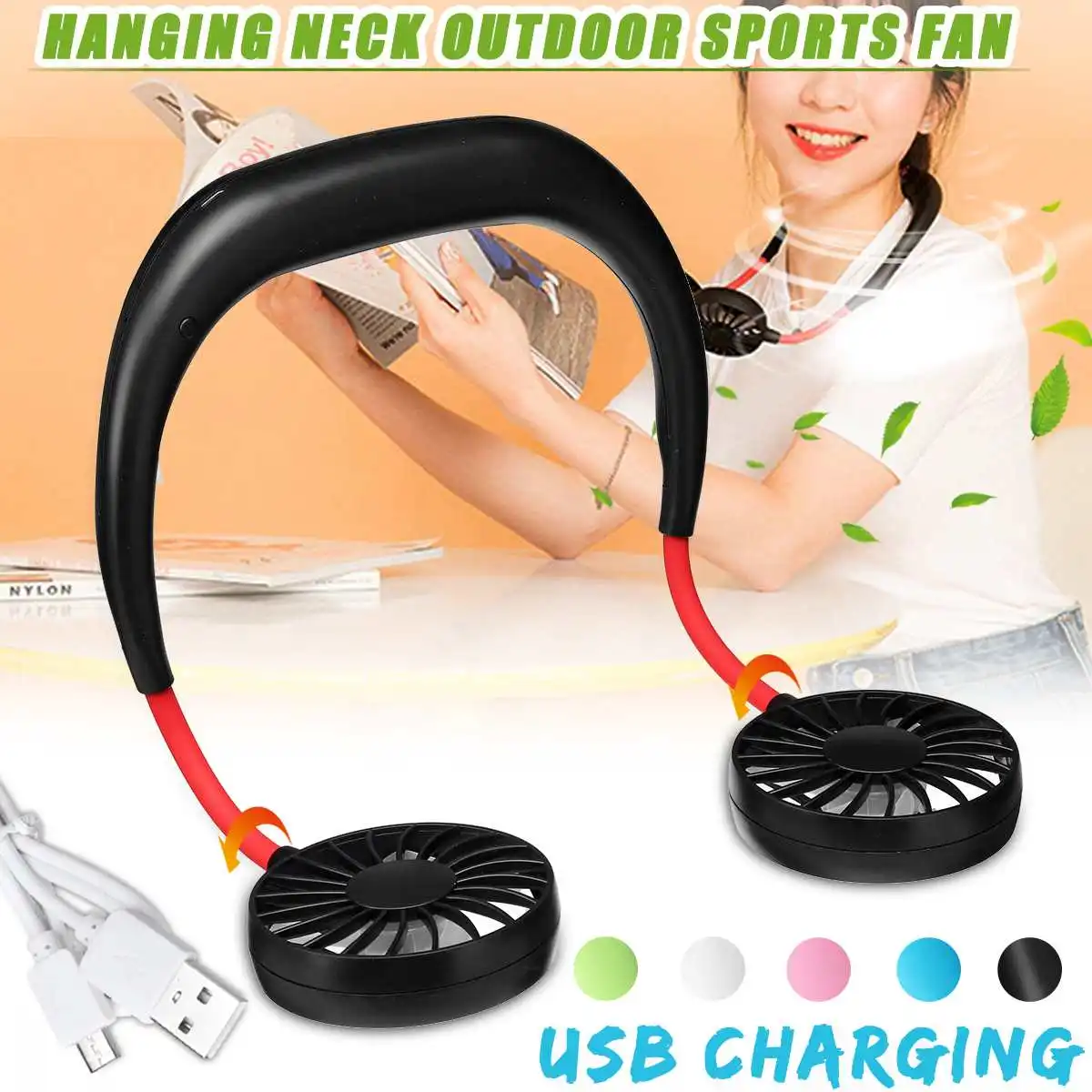 

Warmtoo Portable Li-ion Battery USB Rechargable Hanging Neck Sports Fan Mini Air Fan