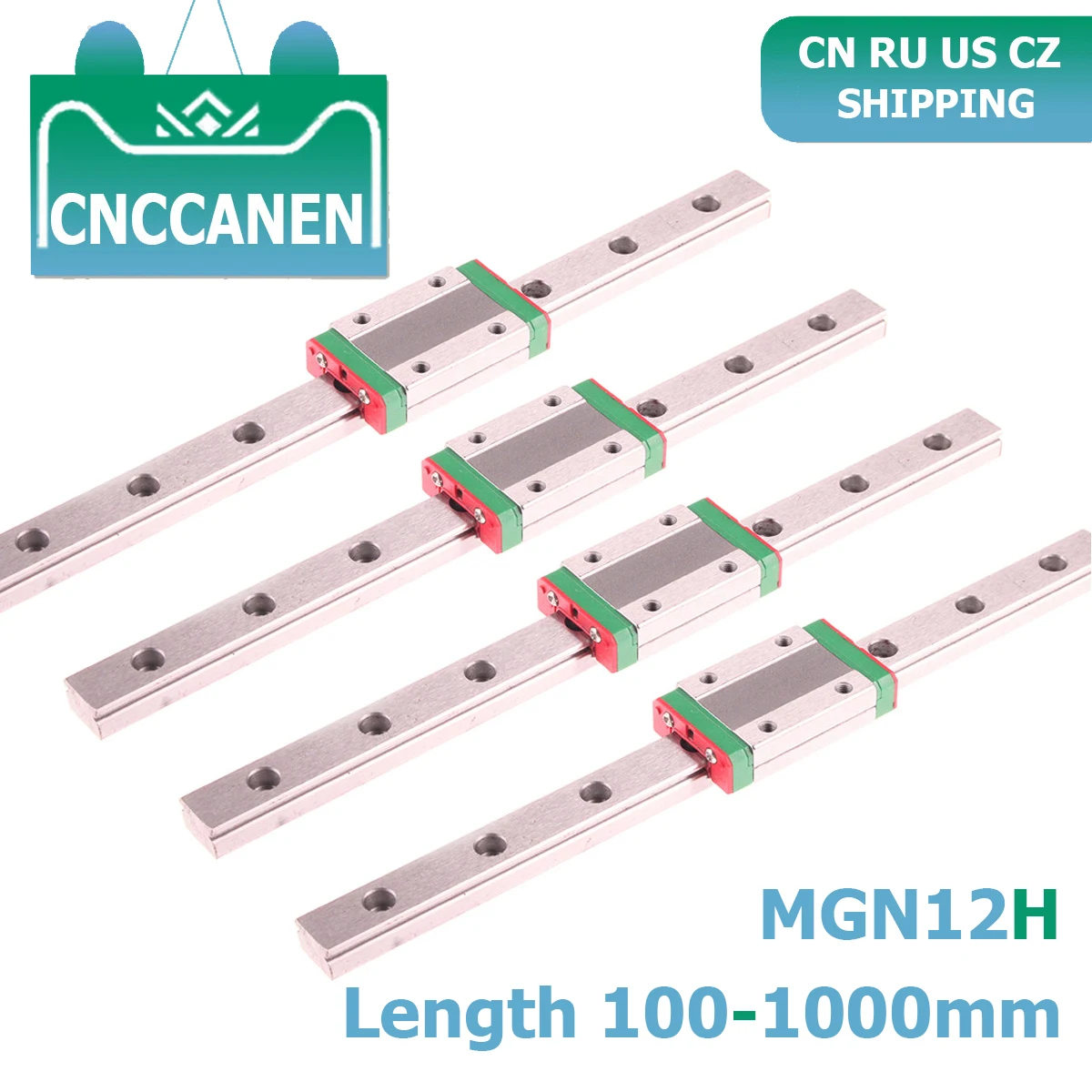 CNC Parts MGN12 100 350 450 500 800 1000mm Miniature Linear Rail Slide 4PCS MGN Linear Guide + 4PCS MGN12H Carriage 3D Printer afbeelding