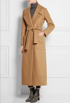 

2018 UK Women Plus size Autumn Winter Cassic Simple Wool Maxi Long Coat Female Robe Outerwear manteau femme