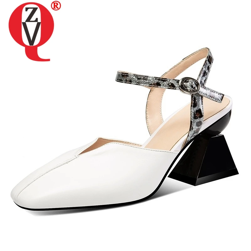 

ZVQ shoes woman summer new fashion mixed colors handmade genuine leather woman sandals high strange style buckle ladies shoes